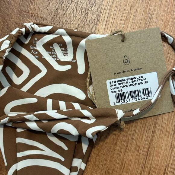 NWT Stone Fox Swim River Bikini Bottom In Rawhide Swirl Size XS - Picture 3 of 5